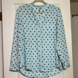 Kut from the Kloth Sky Blue Polka Dot Blouse
